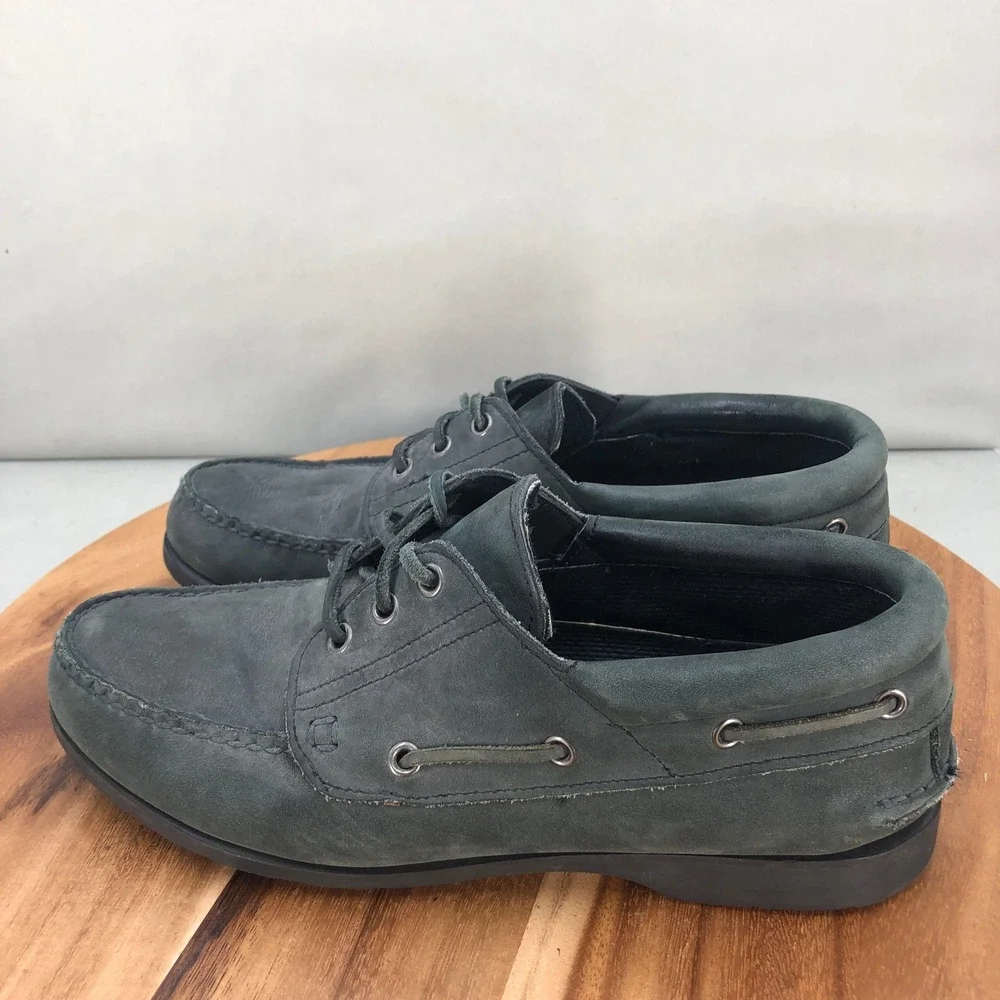HHB Watermoc Boat Shoes Mens 11 M Gray Suede Leather Lace Up Casual Sneakers